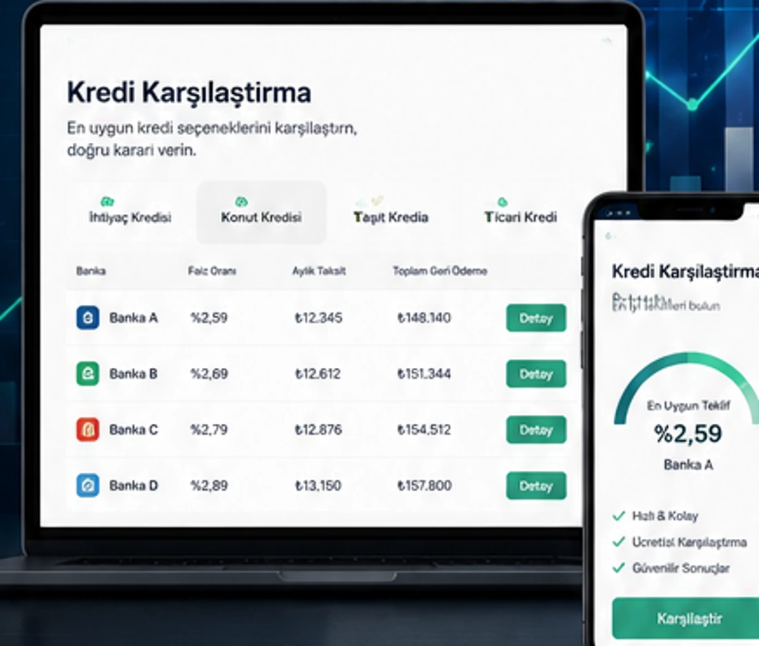 Finansal karşılaştırma platformu arayüz konsepti